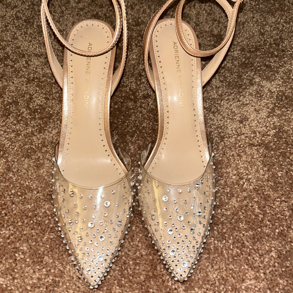Adrienne Vittadini Gold Crystal Embellished Heels